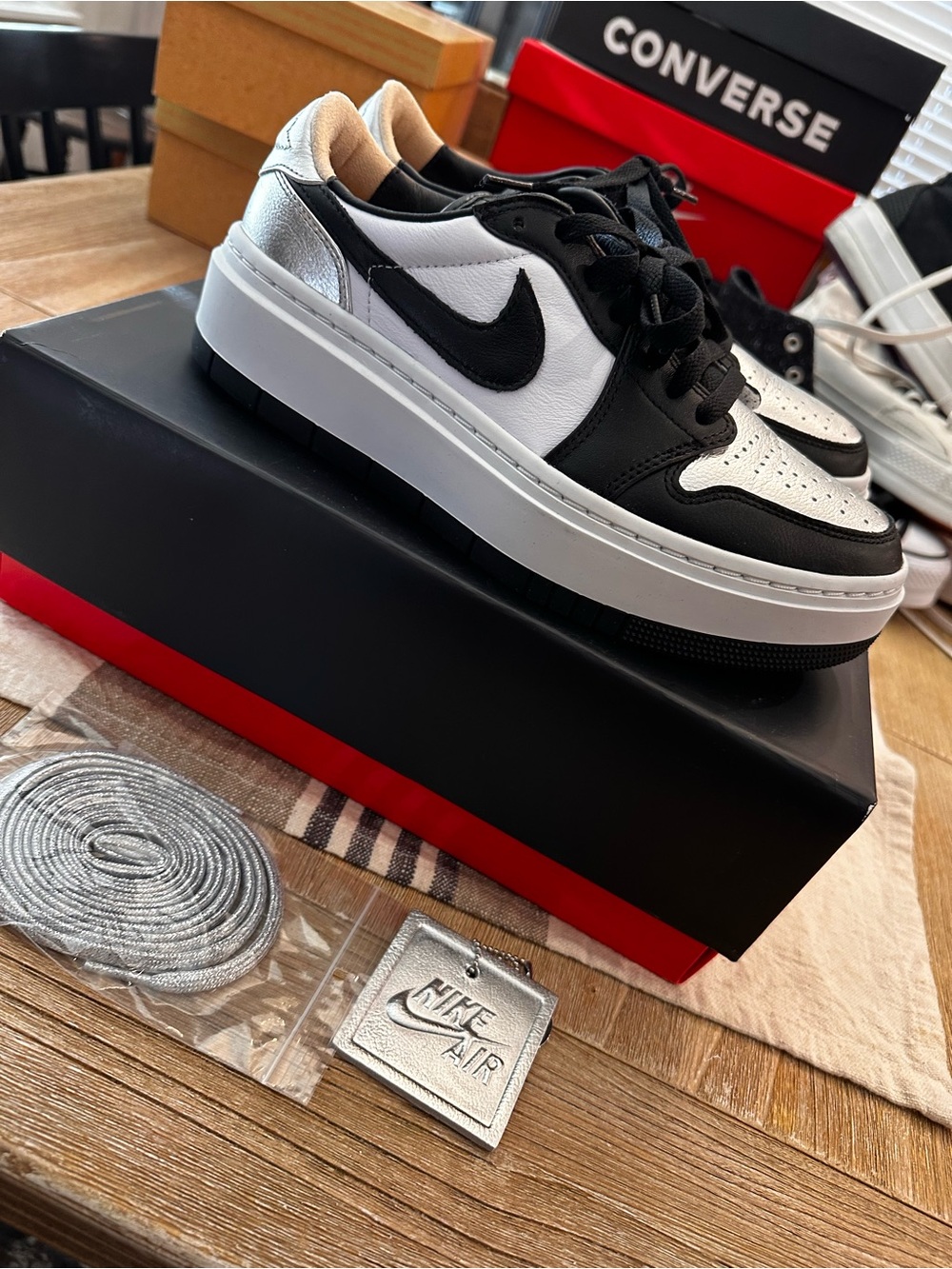 Nike Men’s Black White Silver Platform Sneakers